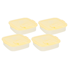 Roaze 柔仕 乾濕兩用巾矽膠抽取盒, 附乾濕兩用嬰兒紗布毛巾, 雙重鎖水結構, 食品容器材質, 快速抽取孔, 透明盒體, 黃色, 4個