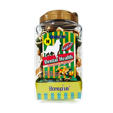 Boneplus 綜合雙色潔牙骨結 Set 長時間耐咀嚼, 牛奶/乳酪/草本, 1.1kg, 1桶