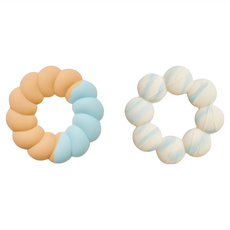 奇哥 CHIC BASICS甜甜圈咬咬樂固齒器2件組, 單件, 藍色, 1組