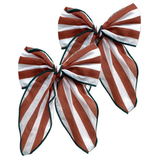 Grech&Co 蝴蝶結造型髮夾 Set 2個 Stripe Atlas + Tierra, 大, 條紋白