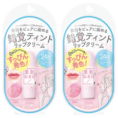 SANA 莎娜 素肌記念日 裸漾輕甜潤唇膏 蜜桃粉, 01爛漫粉紅, 32g, 2支