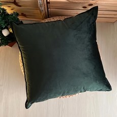 拾參家居 耶誕天鵝絨素色抱枕套, 45x45cm, 墨綠色