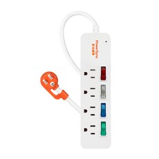 PowerSync 包爾星克 4開彩色開關防雷擊延長線 4孔 TS4C9012, 1.2m, 1條, 白色