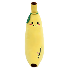 絨毛造型抱枕 彈力絨面料 羽絨棉填充, 80 x 22cm, Q版香蕉