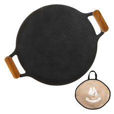 Tamsaa 木柄平底燒烤盤 附專用收納包 33cm - 均勻受熱、方便攜帶, 1個