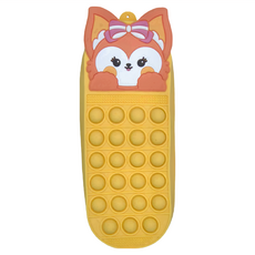 push popit 矽膠防水紓壓鉛筆袋, 黃狐狸啵啵, 1個
