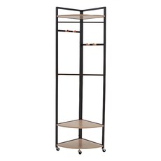 LiFArt 省空間角落衣帽架 黑色 附滑輪 多功能收納, 1個