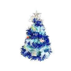 耶誕夢幻經典冰藍色聖誕樹 LED50燈 60cm, 藍色 + 銀色, 1組