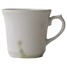 日本 美濃燒 浮雕花邊馬克杯, 陶瓷, 300ml, 白色, 1個