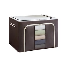 衣物棉被鋼架收納箱, 72L, 咖啡色, 1個
