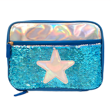 閃亮亮亮片保溫保冷加厚萬用袋, 27 x 21 x 11cm, 藍星星, 1個