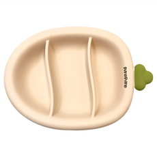 PiYOPiYO 黃色小鴨 鉑金矽膠大吸力蘿蔔盤, 分隔設計 食物不混味, 加大吸盤 避免餐具滑動、翻倒, 1個, 白色