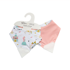 glitter&SPICE 有機棉二合一啃啃兜 雙面圍兜, 35 x 28cm, 魔法王國