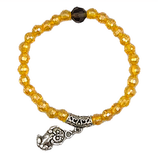 銀色貔貅 黃水晶紫水晶手鍊