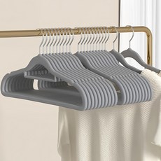 mohe 木暉居家 植絨衣架 41.5 x 21 x 0.5cm 3.9kg, 灰色, 1組