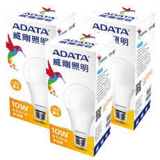 ADATA 威剛 LED高效能球泡燈 10W AL-BUA60C4-10W30 6 x 10.9cm 3000K, 黃光, 3入
