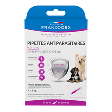 FRANCODEX 法典 護盾全效防蚊驅蟲滴劑 小於15kg的幼犬/小狗適用 4 滴管, 單色, 6ml, 1盒