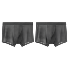 男冰絲內褲2件組 灰色 - 專櫃級質感 舒適透氣, L
