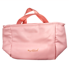 時尚馬卡龍色大容量PU防水保溫保冷便當袋 粉色, 22.5 x 14 x 19cm, 1個