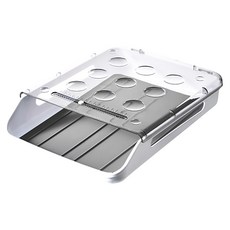 滾動式防撞雞蛋保鮮盒 防撞矽膠內底 可多層疊加 自帶保鮮時刻表及透明翻蓋設計, 灰色, 1個