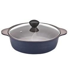 KITCHEN FLOWER Cookin IH 電磁火鍋半平鍋, 28cm, 黑色 + 藍色, 1個