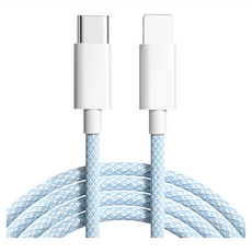 馬卡龍編織尼龍PD20W快充線,Type-C-lighting, 2.4A輸出, 1M, 藍色, 1條