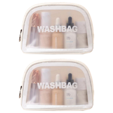 FANCY LIFE 透明防水化妝包 白色 防水材質 旅行收納必備, 2個