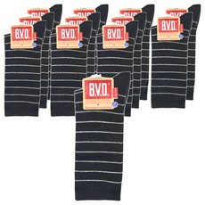 B.V.D. 男款細條紋襪 - B207 黑色 30%棉 12雙