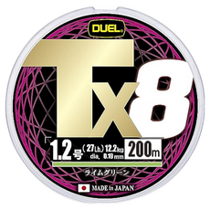 DUEL TX8 PE線 1.2號 200m 五彩 H4335-5C 高強度耐磨 八股編織釣魚線, 1個