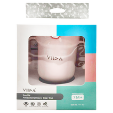 VIIDA Soufflé 吸管型抗菌不鏽鋼學習杯 7M+, 甜心粉, 330ml, 1個