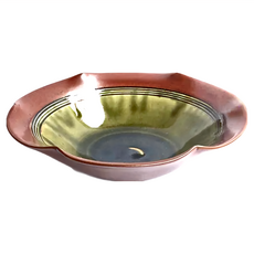 南蠻織部深皿-日本製陶製 直徑21cmx高6.3cm 容量550c.c, 1個