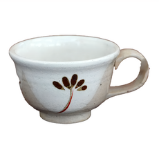 美濃燒 咖啡杯 日本製 陶瓷 180ml, 粉引小花, 1個