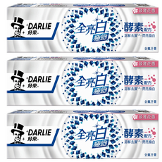 DARLIE 好來 全亮白 極緻酵素花香牙膏, 5倍溶解去漬 提亮牙齒光澤, 120g, 3條