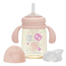 MARCUS&MARCUS PPSU 2合1訓練水杯組, 粉色, 180ml, 1組