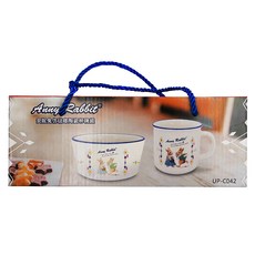Anny Rabbit 安妮兔 仿琺瑯陶瓷 杯子400ml 碗700ml, UP-C042, 杯子 + 碗, 1盒