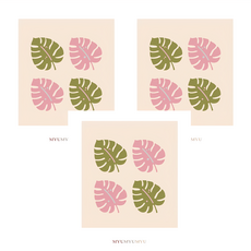 MYUMYUMYU 沐慕家居 木漿棉環保抹布 四個龜背葉, 18 x 20cm, 3個