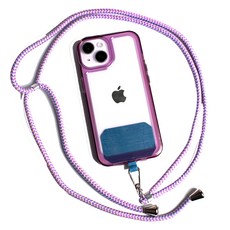 QiMart 手機防丟神器 升級加粗耐重可調節手機斜背掛繩 紫條紋, 1個