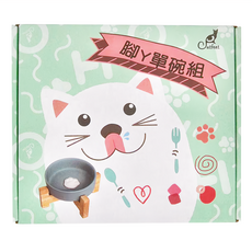 Catfeet 腳ㄚ單碗組 藍陶瓷碗 橡木碗架, 藍色, 1個