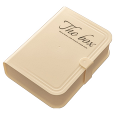 書本造型收納盒 數據線集線盒 透明充電器收納盒 分隔收納盒 小物收納, 奶油白, 1個