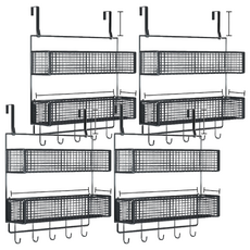 小麥購物 門後掛鉤置物架 2層 C578 733g, 黑色, 4個