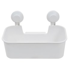 樂嫚妮 簡約吸盤儲物籃 免釘安裝 白色 浴室收納好幫手, 1個, 28.5x15.5x9.5cm