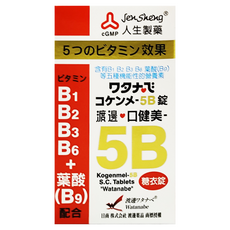 Jen Sheng 人生製藥 口健美5B糖衣錠，含維生素B1 B2 B3 B6 葉酸, 120顆, 4盒