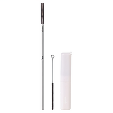 sillymann鉑金矽膠攜帶型不鏽鋼吸管組，含吸管刷, 1組