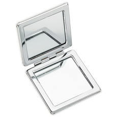 reflects 方型雙面隨身鏡 PU皮革 鋼 玻璃 尺寸6x6x1.2cm, 白色, 1個