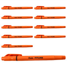Pentel 飛龍文具 FITLINE 雙頭螢光筆，粉彩色系, 橘色, 10支