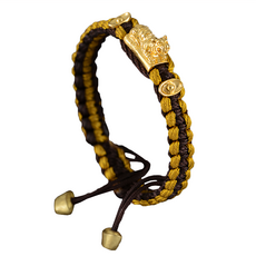 財神小舖 轉運錢虎雙元寶手鍊, 手鍊尺寸全長15~23cm, 金黃, 1個