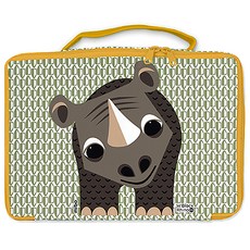 coqenpate 方方兒拎出門, 綠底橘色點綴, 附提把, 防水材質書包, 24 x 16cm, 犀牛