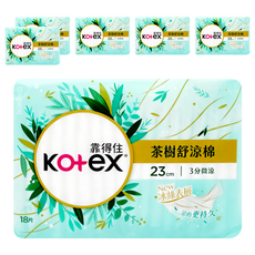 Kotex 靠得住 茶樹舒涼 涼感衛生棉 3分微涼 護翼型, 日用一般型 23cm, 18片, 6包