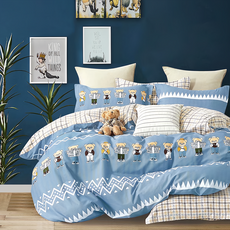 Pure One 100%純棉 床包被套組, 精梳棉質, AB版雙面花色, 床包 + 被套 + 枕套, 單人, 閱讀博士