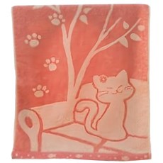 SHING LONG TEXTILE 台灣興隆毛巾 微笑貓咪無捻紗純棉毛巾 110g 精梳棉, 1個, 粉色